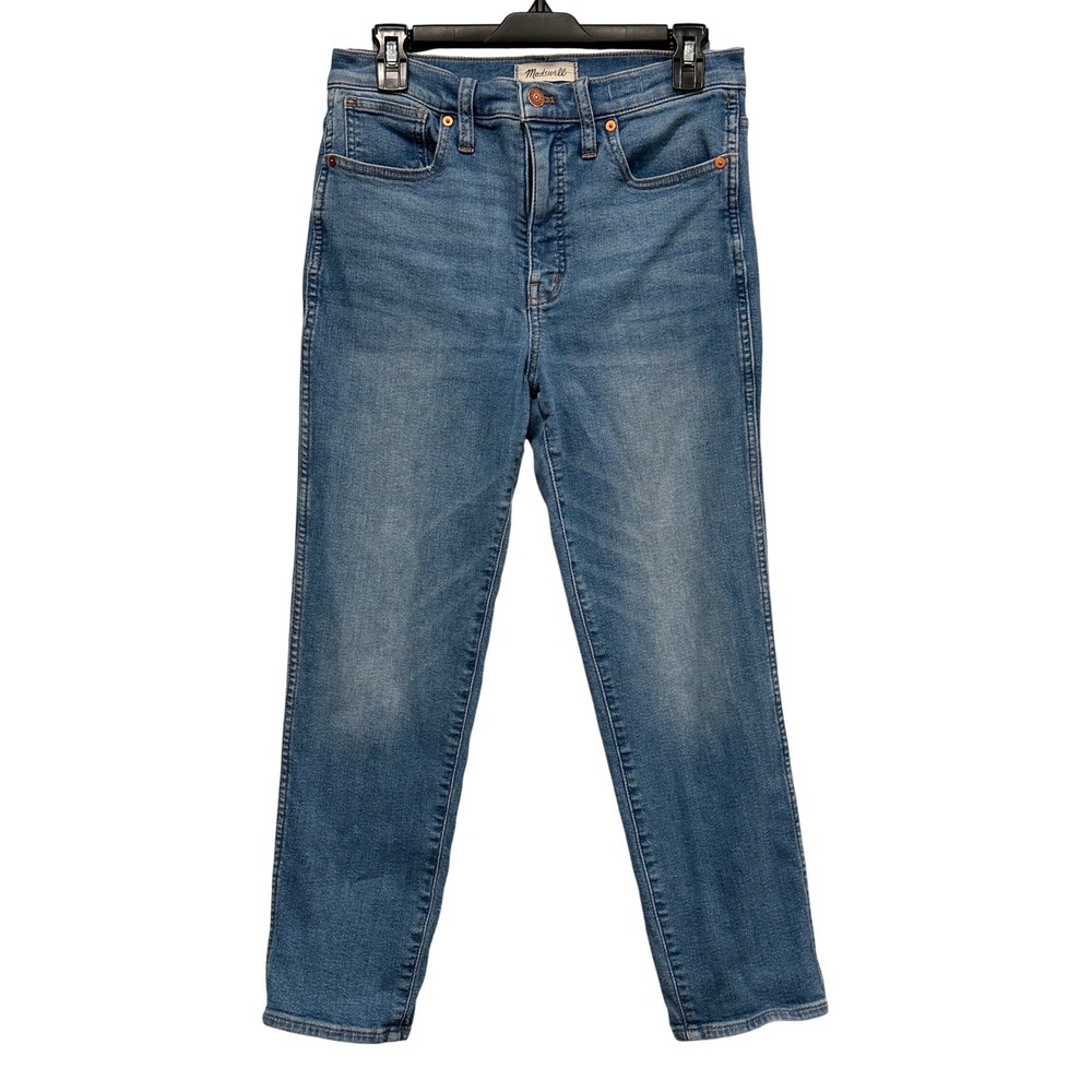 Madewell Stovepipe Jeans Womens 28 Stretch High Rise Straight Leg Blue Denim